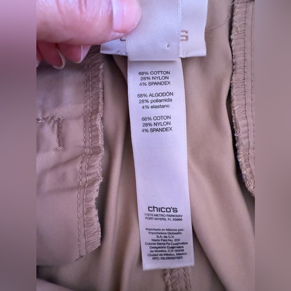 Chicos Women Pants 2 M Green Cropped Stretch Capri Elastic Waist Casual Straight - Picture 8 of 13